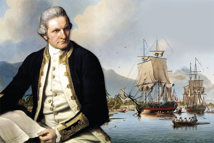 Captain James Cook (1728-1779): the British explorer and his sailing crew were the first to Westerners to document wave-riding and surfing | Illustration: Creative Commons