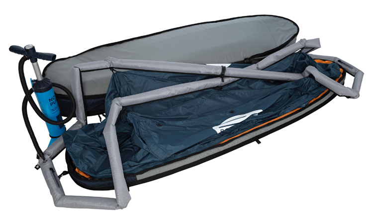 The surfboard bag that transforms into a tent