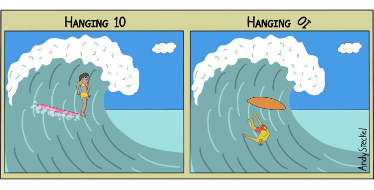 Hanging 10 | Cartoon: Andy Steckel